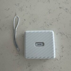 Instax White Photo Printer with Strap